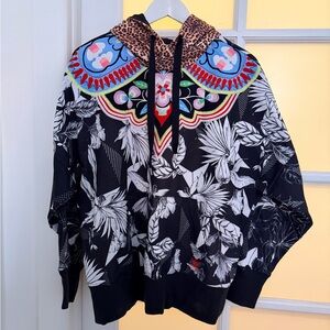 Adidas x Farm Rio Colorful Embroidered Hoodie with Leopard Print Hood